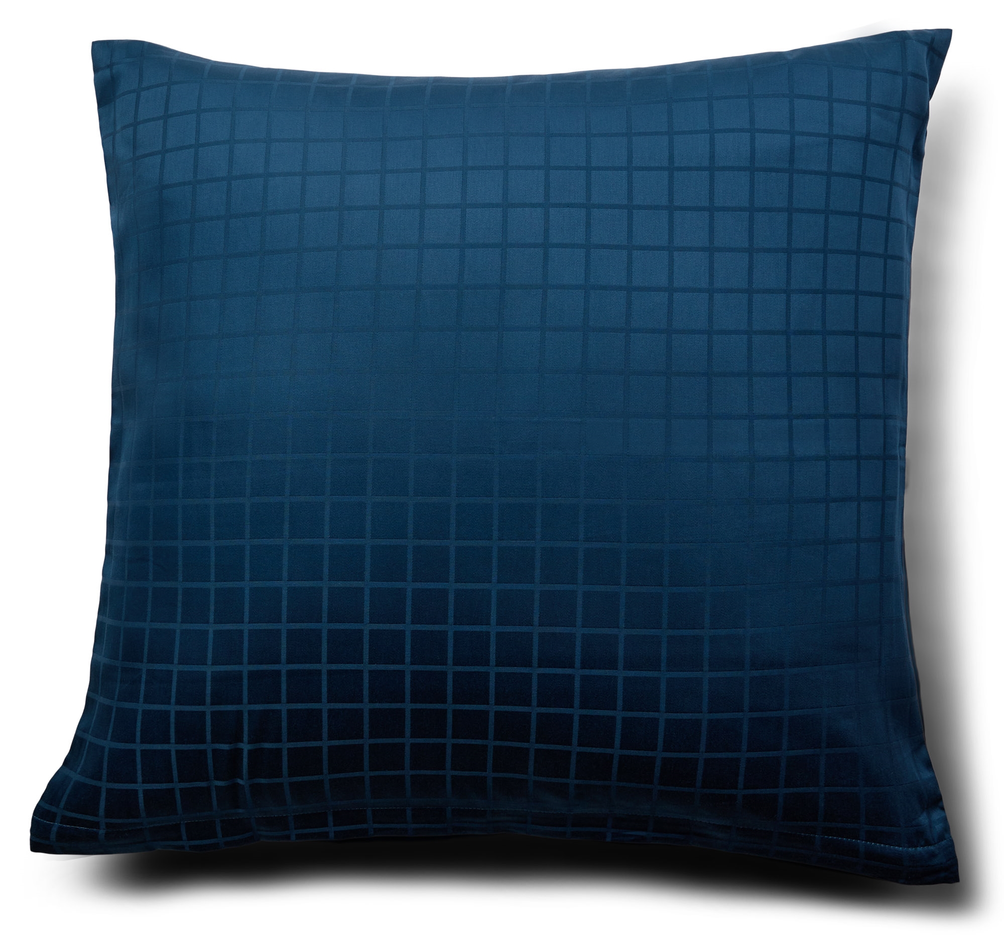 Kussensloop 60x63 cm - GOTS-gecertificeerd biologisch katoensatijn - blauw jacquardgeweven ruit