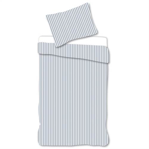Baby beddengoed 70x100 cm - Beddenset met witte en blauwe strepen - 100% zacht katoenen beddengoed