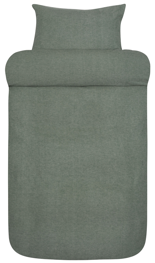 Flanel beddengoed - 140x200 cm - 100% zacht garengeverfd katoenflanel - Høie of Scandinavia - Casper groen premium beddengoedset