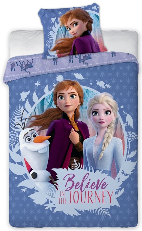 Frozen beddengoed - 100% katoen - Junior beddengoed 100x140 cm - Blauw - Frost 2 Anna, Elsa en Olaf