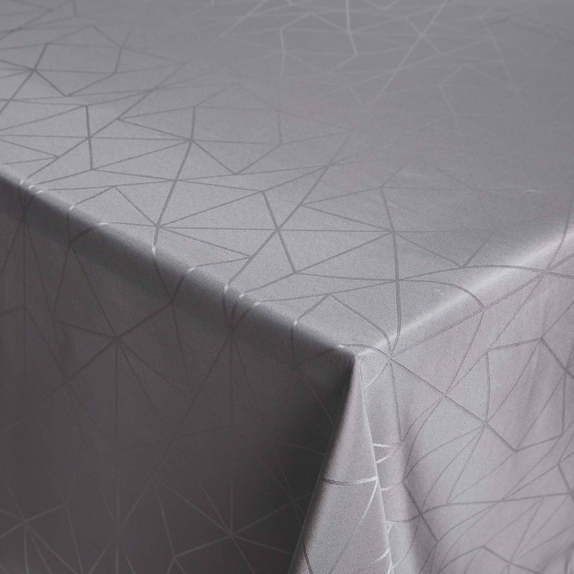 Tafelkleed - 140x220 cm - Jacquard tafelkleed met geometrisch patroon in grijs - Exclusief feesttafelkleed