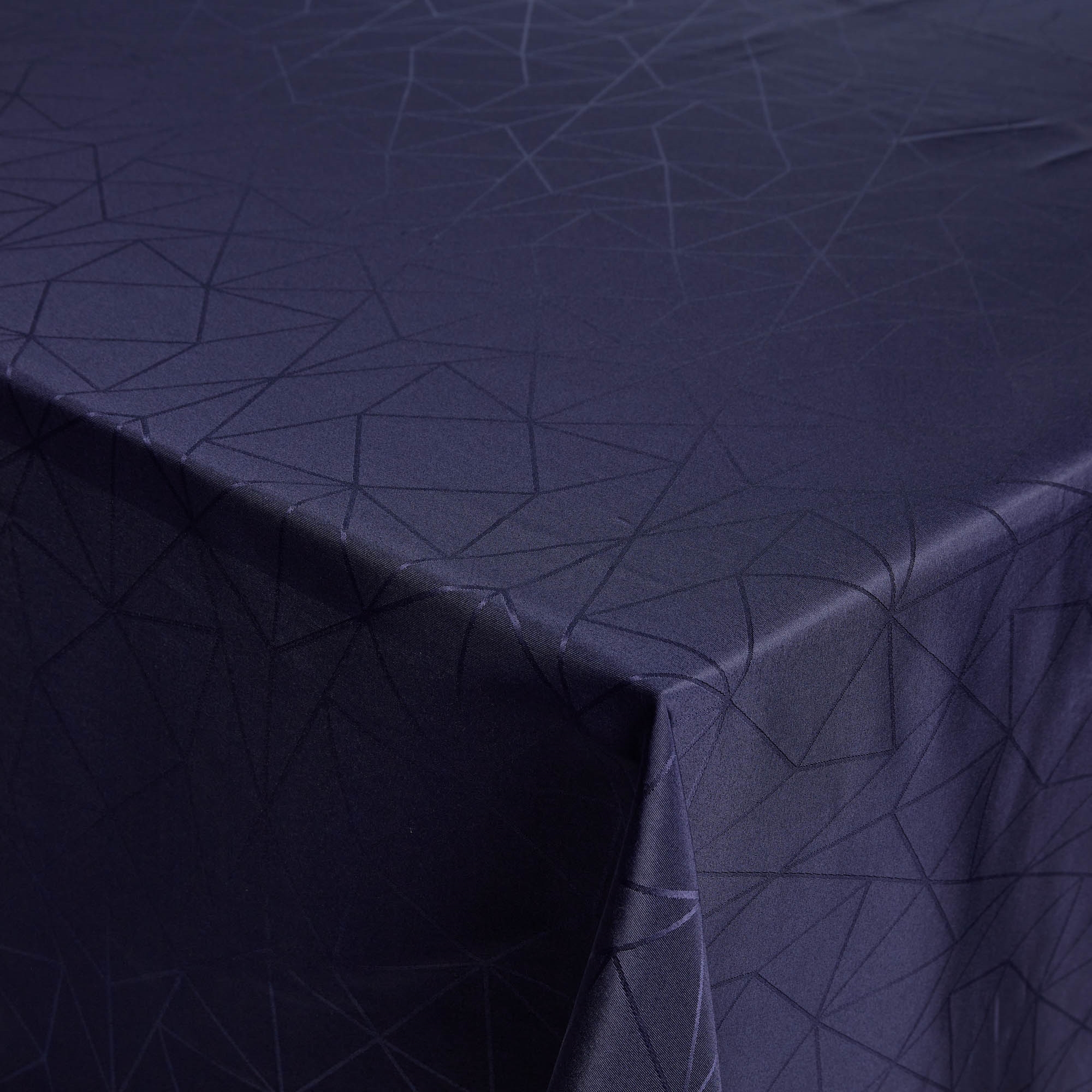 Tafelkleed - 140x320 cm - Jacquard geweven tafelkleed met geometrisch patroon in donkerblauw - Exclusief feesttafelkleed