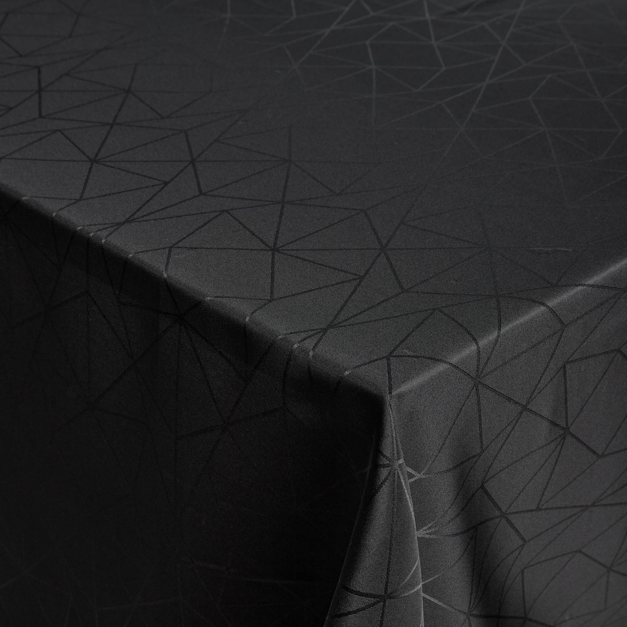 Tafelkleed - 140x320 cm - Jacquard tafelkleed met geometrisch patroon in zwart - Exclusief feesttafelkleed
