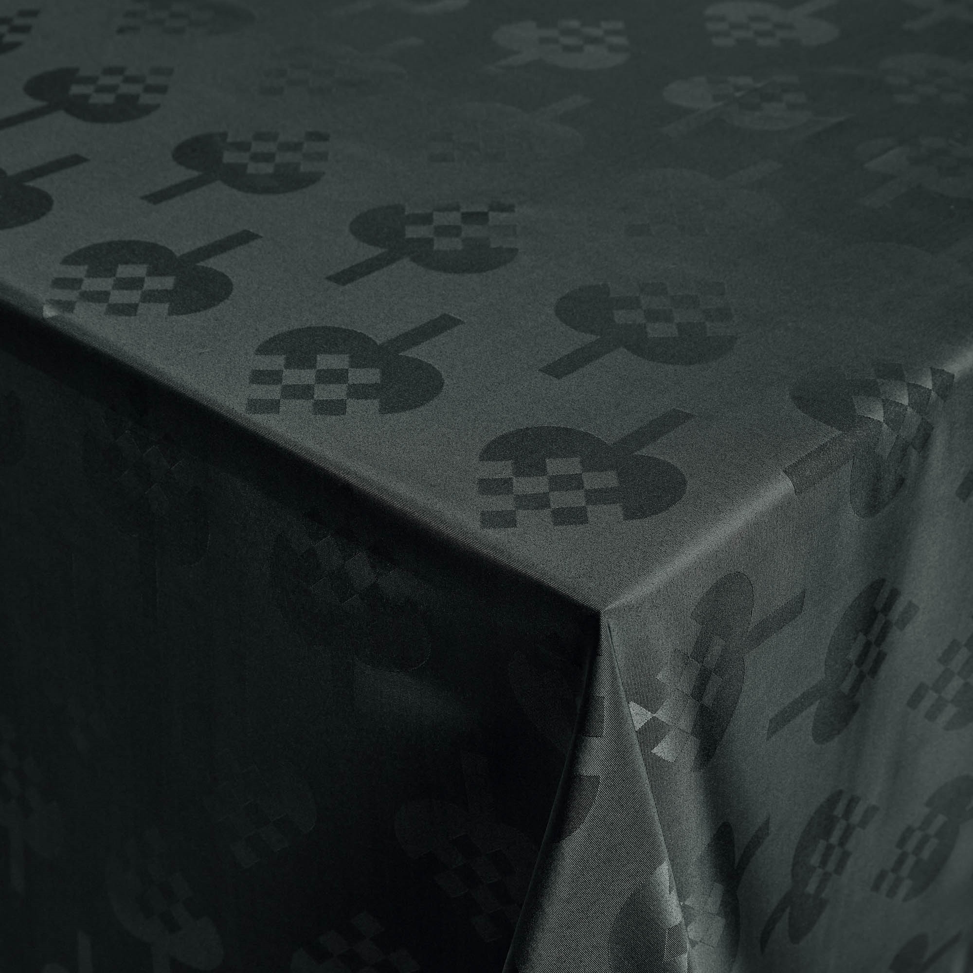 Kersttafelkleed - 140x420 cm - Groen met hartjes - Jacquard geweven tafelkleed - Exclusief tafelkleed