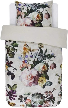 Gebloemd beddengoed - Fleur Ecru - Omkeerbare dekbedovertrekset - 100% katoensatijn - Essenza beddengoed