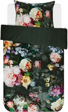 Bloemenbeddengoed - Essenza Fleur green - Dekbedovertrekset met omkeerbaar design - 100% katoensatijn beddengoed
