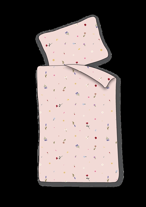 Baby beddengoed 70x100 cm - Roze dekbedovertrek met bloemen - 100% zacht katoenen beddengoed
