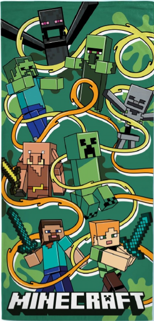 Groene Minecraft handdoek - 70x140 cm - 100% katoen - Zachte badhanddoek Minecraft monsters