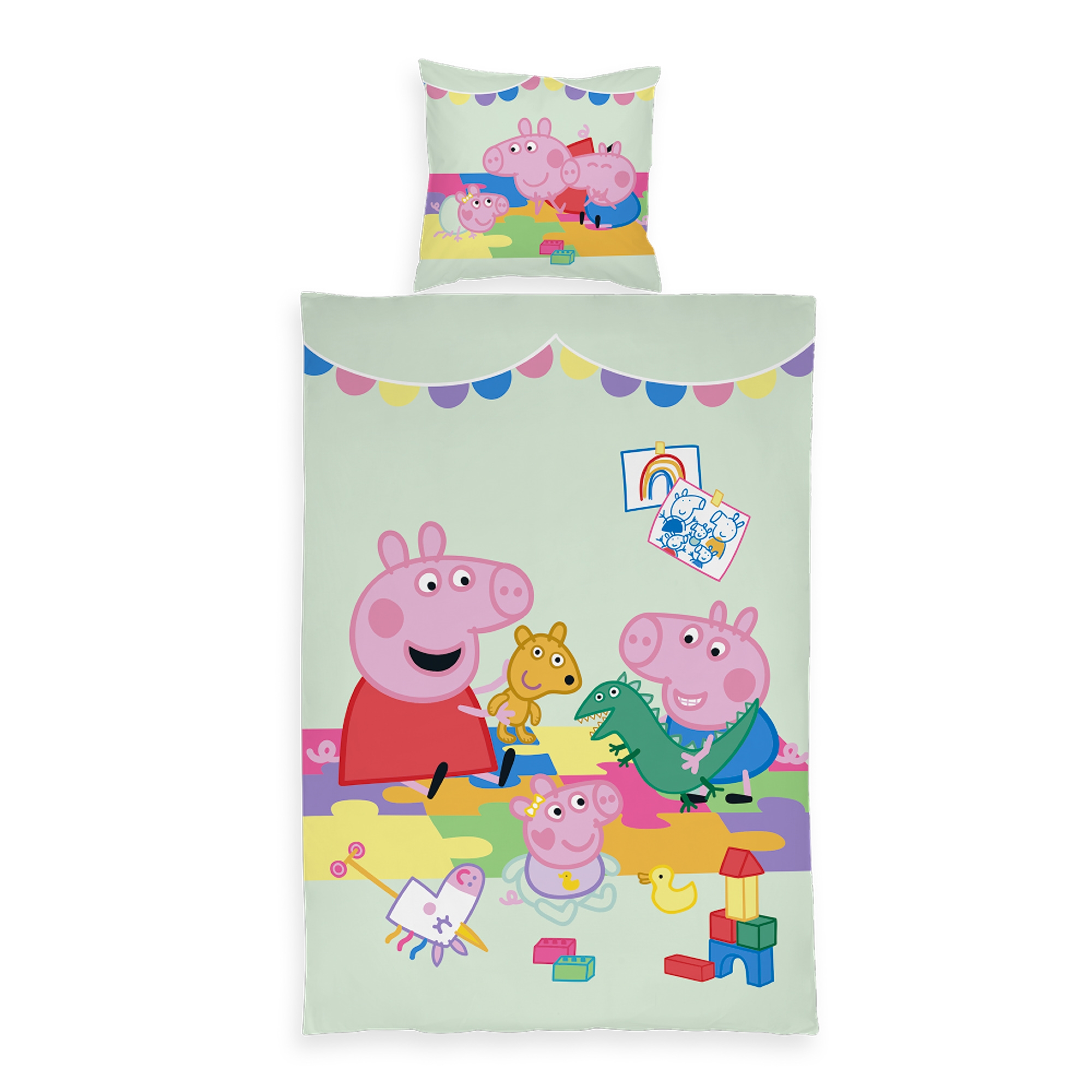 Peppa Big beddengoed - 100% katoen - Junior beddengoed 100x140 cm - Peppa Big, Gustav Big en Evie Big
