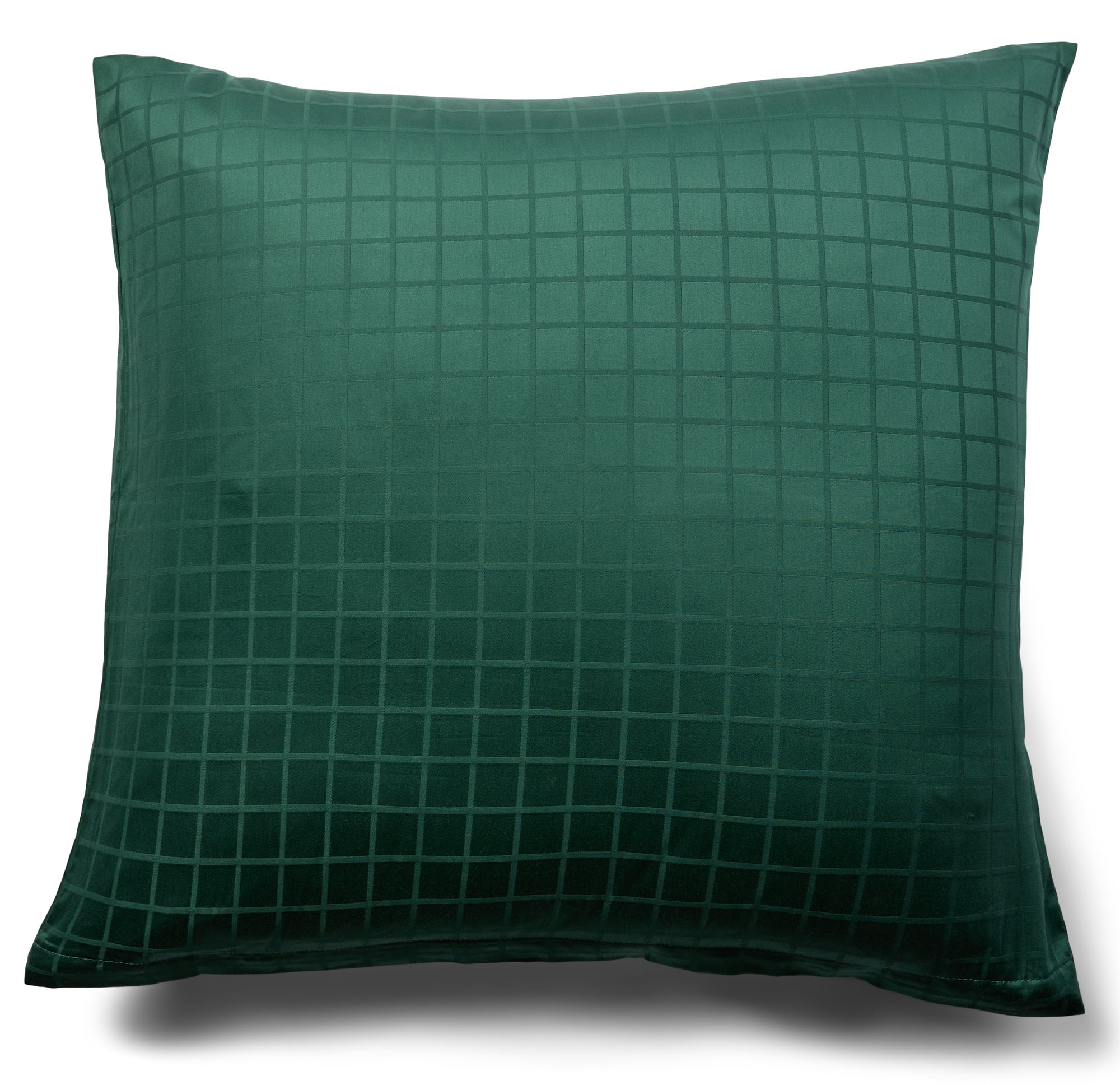 Kussensloop 60x63 cm - GOTS-gecertificeerd biologisch katoensatijn - Groene jacquardgeweven ruiten