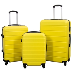 Kofferset - 3 stuks - Geel met strepen - Exclusieve hardcase lichtgewicht koffer