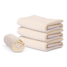 Gestreepte handdoek - 100% katoen - Geel/wit