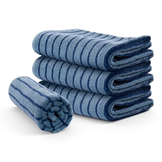 Gestreepte handdoek - 100% katoen - Donkerblauw/lichtblauw