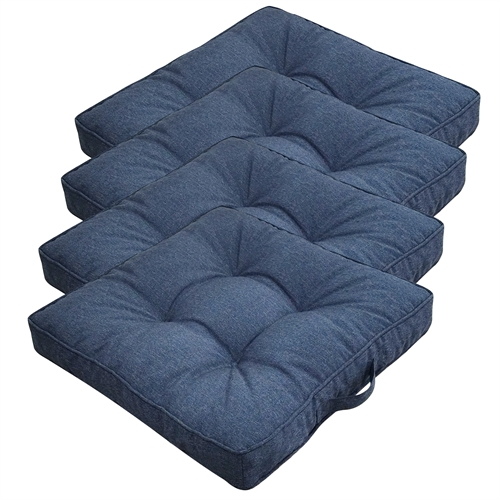 Futon kussenpakket voor tuinstoel 4 stuks - 7 cm zachte kussens - Donkerblauwe tuinkussens voor buitengebruik - Meet 50x50 cm - Nordstrand Home stoelkussens