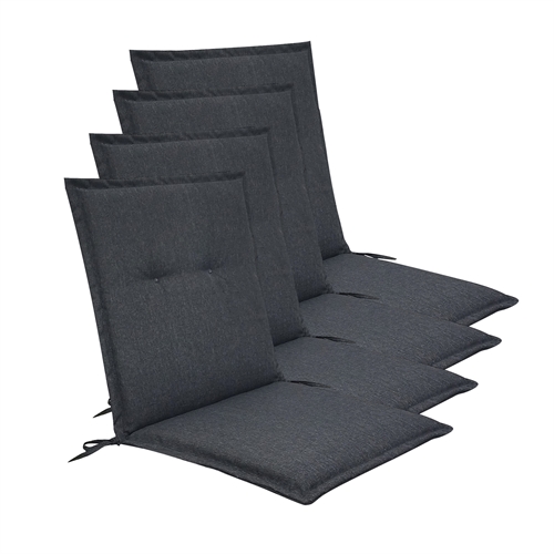 Tuinkussenpakket voor tuinstoel 4 stuks - Luxe kussen 5 cm schuim - Antracietgrijze tuinstoelkussens met slijtvaste UV-bestendige hoes - Nordstrand Home stoelkussens