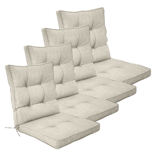 Exclusief tuinkussenpakket voor tuinstoel 4 stuks - Extra zachte 7 cm dikke luxe kussens - Modern button design beige stoelkussens - UV-beschermde Nordstrand Home kussens