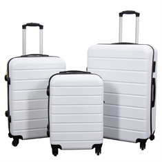 Kofferset - 3 stuks - Wit met strepen - Exclusieve hardcase lichtgewicht koffer