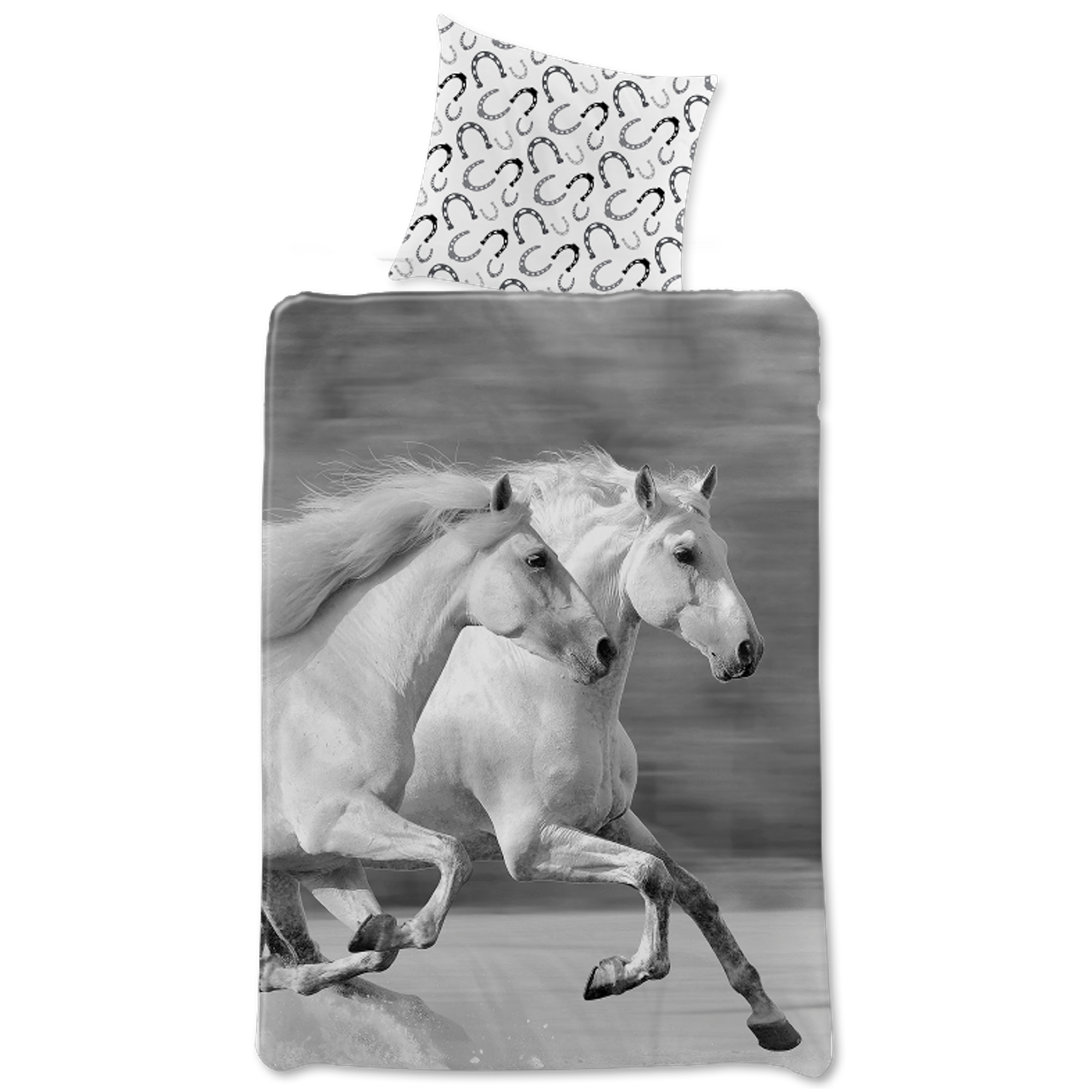 Paardenbeddengoed - 100% katoen - Kinderbeddengoed 140x200 cm - Galopperende paarden