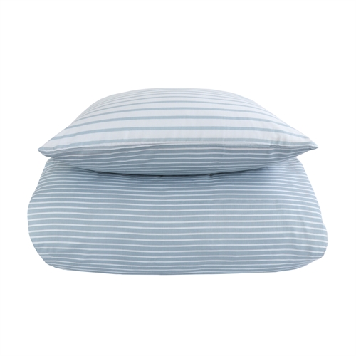 Katoensatijnen beddengoed - 150x210 cm - Narrow Lines Blue - Gestreept beddengoed - By Night omkeerbare beddengoedset