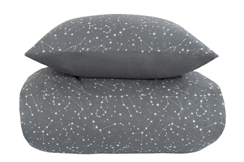 Beddengoed 140x220 cm - Zodiac grijs - Sterrenbeeld - Dekbed van 100% katoen - Borg Living beddengoedset