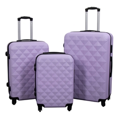 Kofferset - 3 st. - Diamant lila - Hardcase lichtgewicht koffers