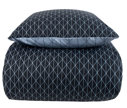 Beddengoed 150x210 cm - Harlequin blauw - Dekbedovertrek met 2 dessins - Beddengoed van 100% katoen - Borg Living
