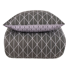 Beddengoed - 100% katoen - Omkeerbaar met grijs harlequin-design