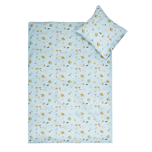 Junior dekbedovertrek 100x140 cm - Blauw beddengoed met ruimtemotieven - 100% zacht katoenen beddengoed