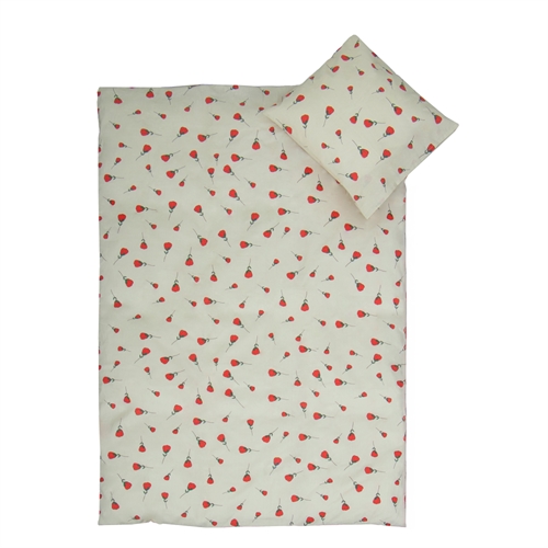 Junior beddengoed 100x140 cm - Beige dekbedovertrek met rozen - 100% zacht katoenen bedlinnen