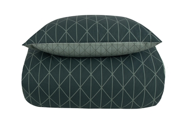 Beddengoed 140x200 cm - Harlequin groen - Omkeerbaar beddengoedset - Beddengoed van 100% katoen - Borg Living