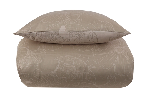 Beddengoed lits jumeaux - 240x220 cm - Omkeerbaar ontwerp in 100% katoen satijn - Big Flower sand - Beddengoedset van By Night