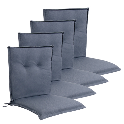 Luxe PLUS tuinkussenpakket voor tuinstoel 4 stuks. - Dikke schuimkern 7 cm - Blauwe tuinstoelkussens met extra hoog comfort & UV-bestendige hoes - Nordstrand Home kussens