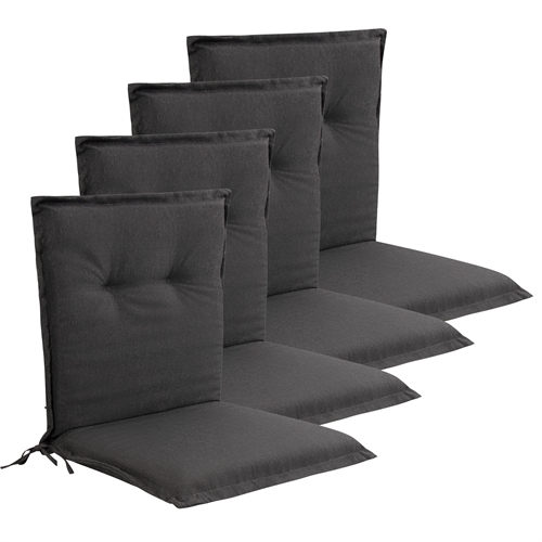 Luxe PLUS tuinkussenpakket voor tuinstoel 4 stuks. - Dikke schuimkern 7 cm - Antraciet grijze tuinstoelkussens met extra hoog comfort & UV-bestendige hoes - Nordstrand Home kussens