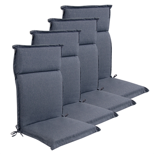 Luxe PLUS tuinkussens voor verstelbare stoel 4 stuks. - Dikke schuimkern 7 cm - Donkerblauwe tuinkussens voor tuinstoel met extra hoog comfort & UV-bestendige hoes - Nordstrand Home kussens