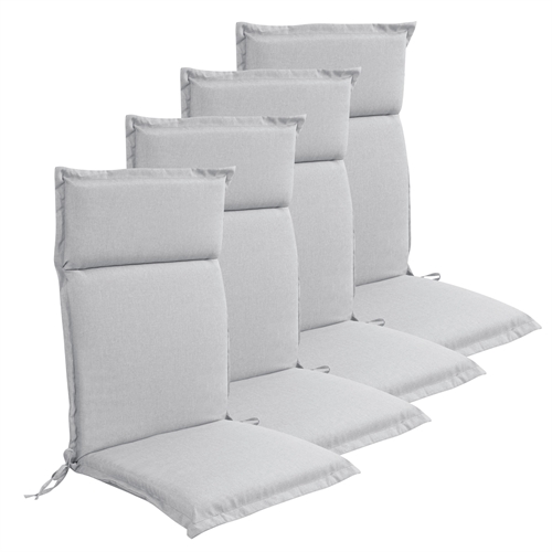 Luxe PLUS tuinkussens voor verstelbare stoel 4 stuks. - Dikke schuimkern 7 cm - Grijze tuinkussens voor tuinstoel met extra hoog comfort & UV-bestendige hoes - Nordstrand Home kussens