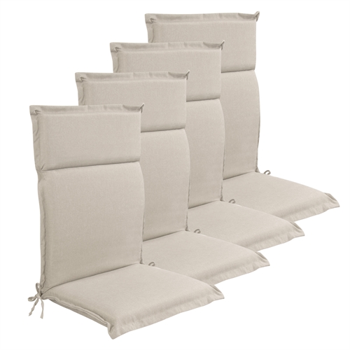 Luxe PLUS tuinkussens voor verstelbare stoel 4 stuks. - Dikke schuimkern 7 cm - Beige tuinkussens voor tuinstoel met extra hoog comfort & UV-bestendige hoes - Nordstrand Home kussens