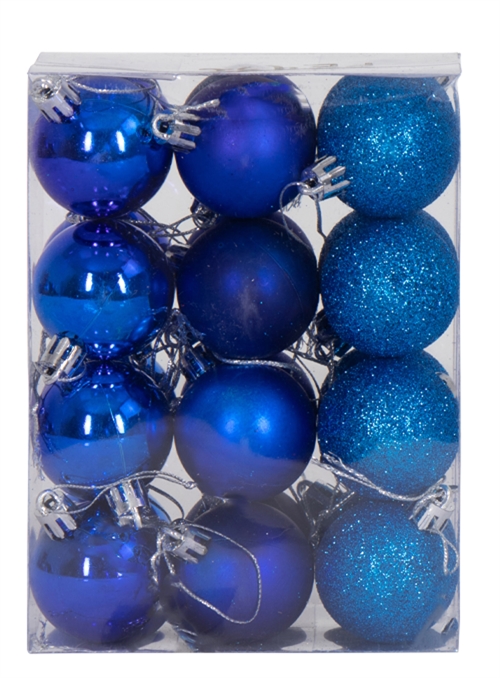 Kerstballen - 24 stuks Blauw - 4 cm in diameter - Mooie kerstboomversiering