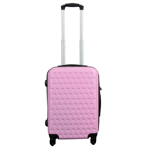 Handbagage koffer Roze met hartjes - Hardcase koffer - Schokbestendig polypropyleen