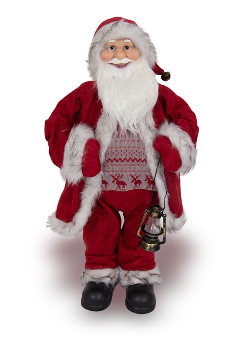 Kerstman 60 cm hoog - Met lantaarn en bel - Prachtige kerstdecoratie voor thuis
