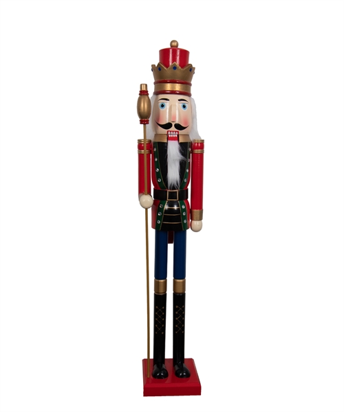 Grote notenkraker - 120 cm - Notenkrakerfiguur in hout - Kerstdecoratie voor in huis
