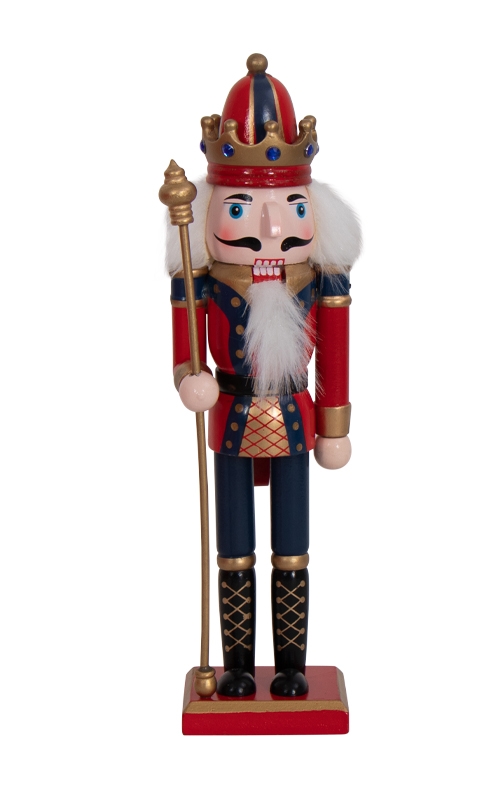 Notenkraker - 30 cm - Met scepter in de hand - Notenkrakerfiguur als kerstdecoratie