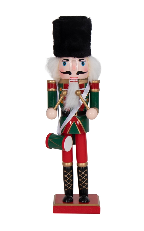 Notenkraker - 30 cm - Met trommel - Notenkrakerfiguur als kerstdecoratie