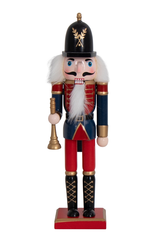 Notenkraker - 30 cm - Met trompet - Notenkrakerfiguur als kerstdecoratie