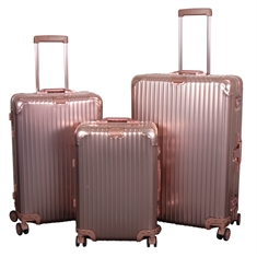 Aluminium koffers - Kofferset 3 st. - Luxe reiskoffers - Roségoud met TSA-slot