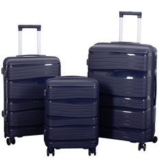 Kofferset - 3 st. - Waves blauw - Lichtgewicht koffer - Schokbestendig polypropyleen