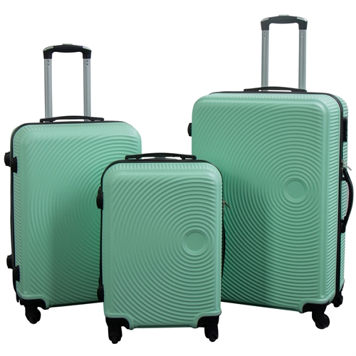 Koffers - Set van 3 - Exclusieve hardcase kofferset aanbieding - Pastelgroene cirkels