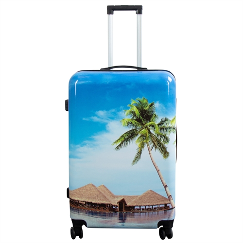 Grote koffer - Hardcase koffer met motief - Strand en palmbomen - Exclusieve lichtgewicht koffer
