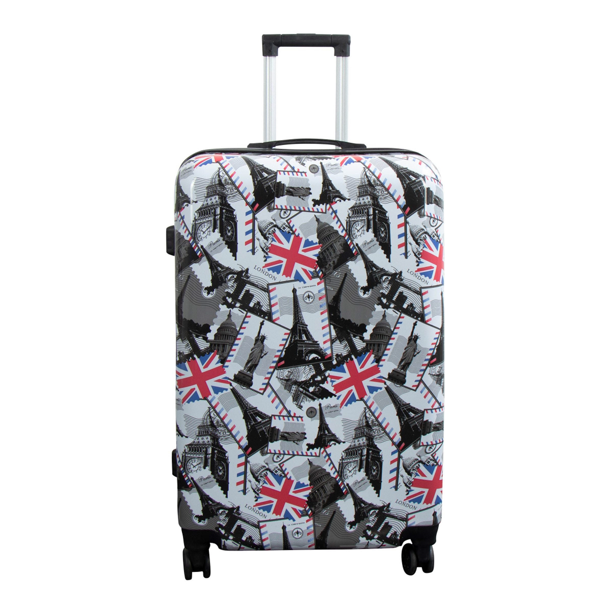Grote koffer - Hardcase koffer met motief - Londen en Parijs - Exclusieve lichtgewicht koffer