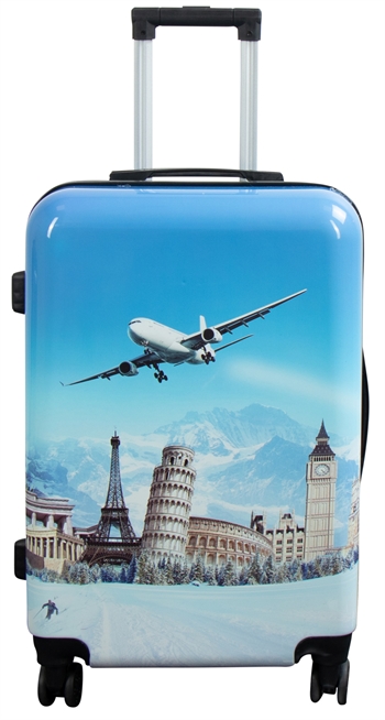 Koffer - Hardcase koffer - Grootte Medium - Koffer met motief - Vliegtuig - Exclusieve lichtgewicht reiskoffer