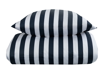 Gestreept beddengoed voor lits jumeaux dekbed - 240x220 cm - Zacht katoen satijn - Nordic Stripe - Blauwe en witte beddenset